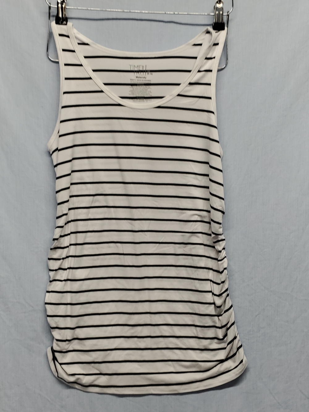 Time And Tru White Tank Top with Black Stripes #176